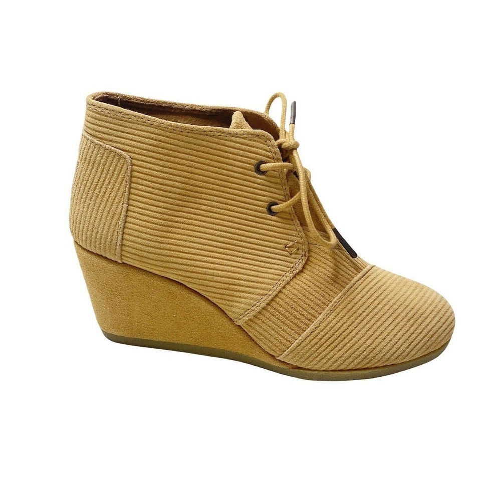 Toms Desert Wedge Womens Size 7 Tan Camel Suede Ankle Booties